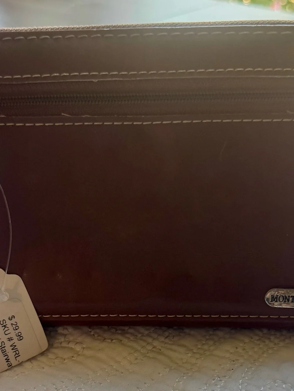Montana West Brown Embossed Leather Wristlet with Stud Accents